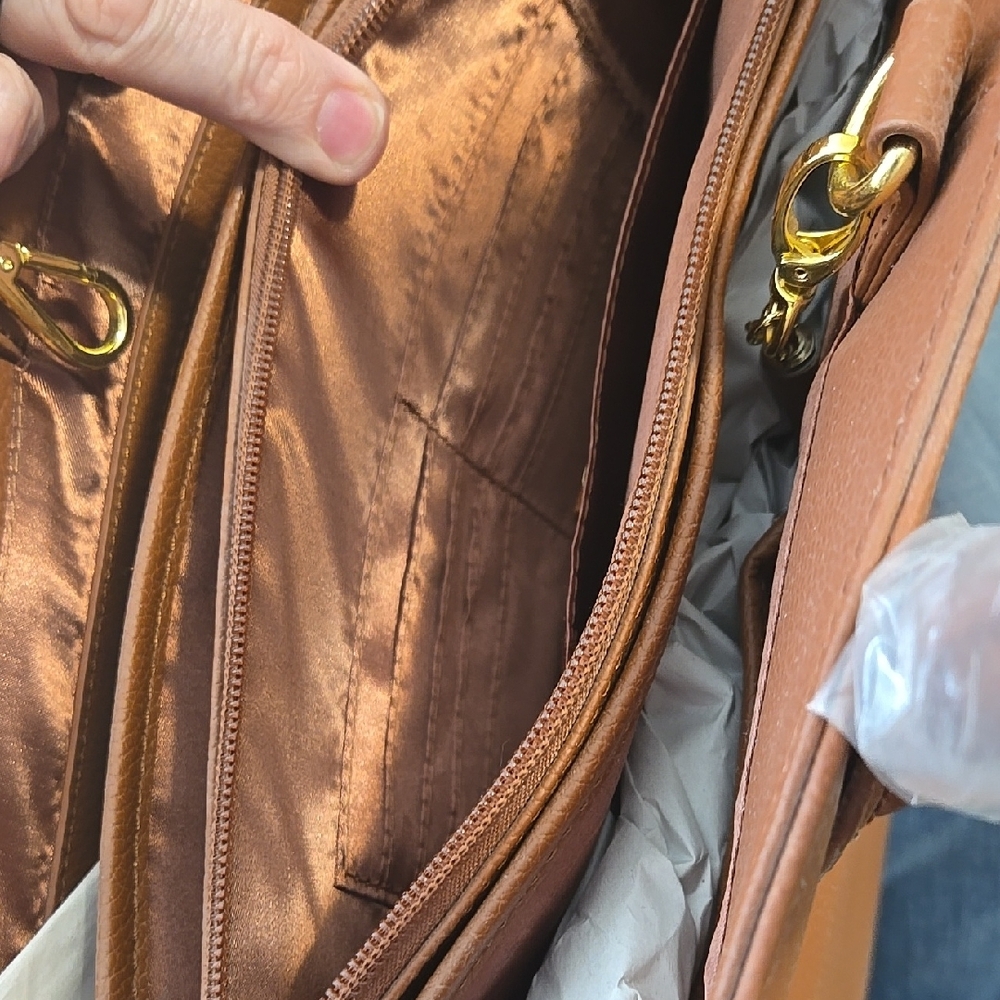 Joy & Iman Brown Leather Tote Bag - Picture 11 of 16